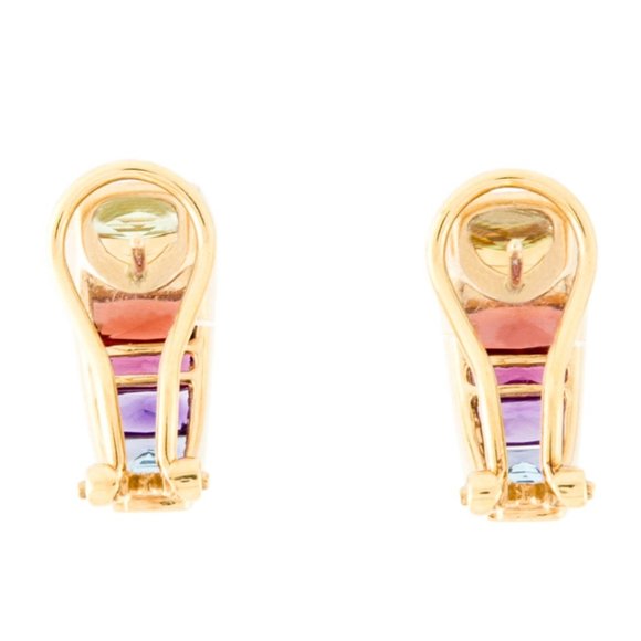 14K YELLOW GOLD MULTISTONE EARCLIPS EARRINGS - Picture 5 of 5